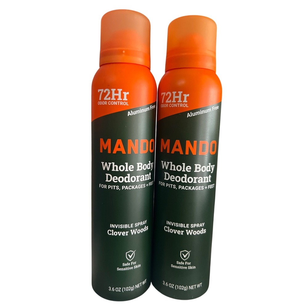 2 Mando Whole Body Deodorant‎ Invisible Spray Clover Woods 3.6oz  Aluminum Free